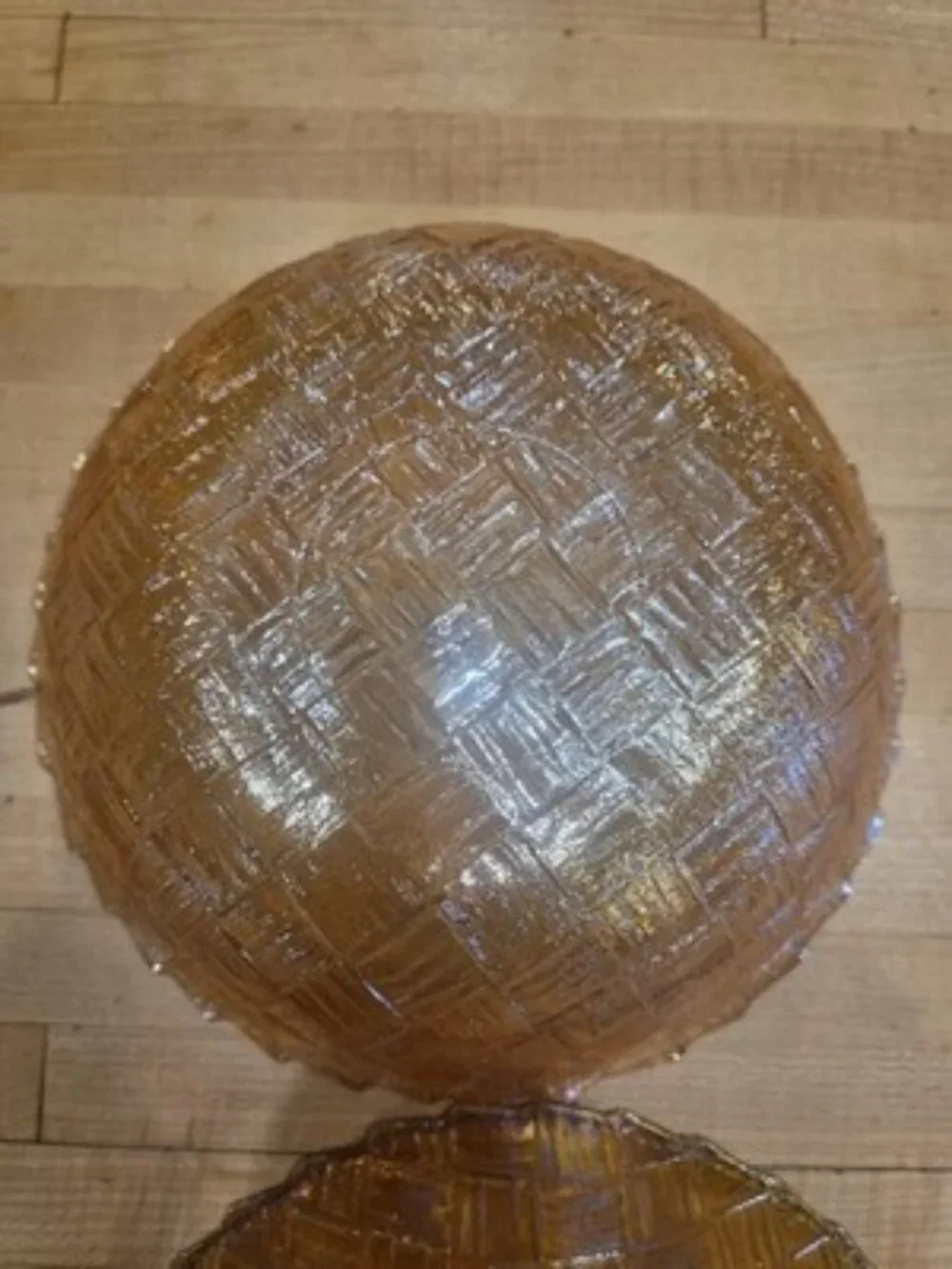 Vintage Indiana Glass Marigold Carnival Glass Basket Weave Nested Bowl Set of 2